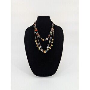 Boho Layered Necklace Chunky Stones Handmade Statement Piece Coachella Festival‎